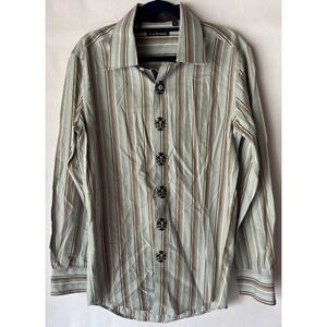 7 Diamonds Long Sleeve Button Down Striped Shirt‎ Men's Size Small